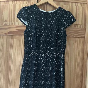 Betsy Johnson Lace Overlay Dress, Black & White, Size 4